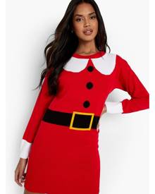 Boohoo Mrs Claus Christmas Jumper Dress - Red - S