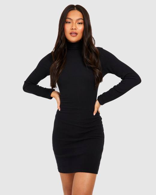 Premium Ribbed High Neck Midi Dress