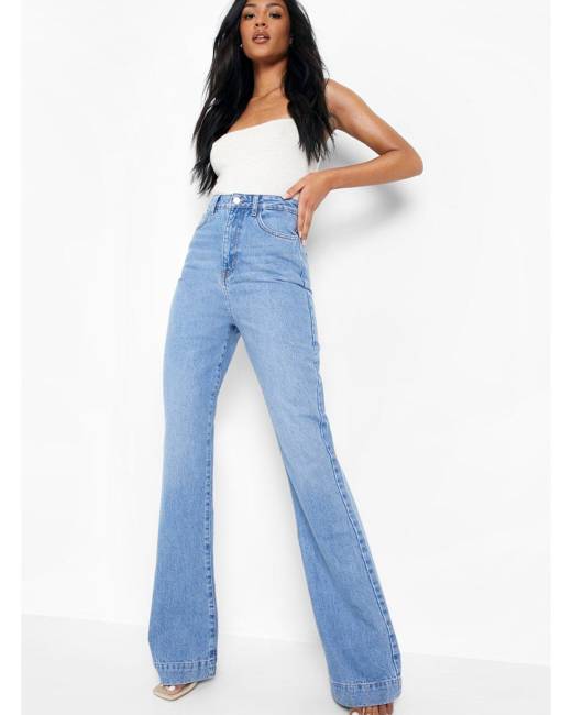 Mid Rise Butt Shaper Ripped Flared Jeans