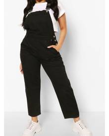 Boohoo Plus Denim Boyfriend Overalls - Black - 16