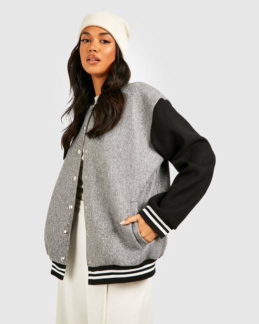 boohoo Quilted Oversized Varsity Jacket - ShopStyle