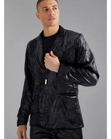Boohoo Metallic Shimmer Blazer Jacket - Black - 34