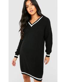 Boohoo Maternity V Neck Knitted Jumper Dress - Black - L