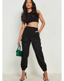 Boohoo Petite Double Pocket Cuffed Cargo Joggers - Black - 4