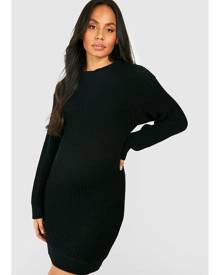 Boohoo Maternity Slouchy Mini Jumper Dress - Black - 8