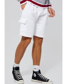 Boohoo Tall Extended Drawcords Cargo Jersey Short - White - S