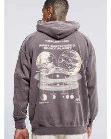 Boohoo Oversized Nasa Back Graphic Overdye Hoodie - Brown - S
