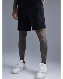 Boohoo Elastic Waist Comfort Mid Length Textured Short - Black - S Boohoo Elastic Waist Comfort Mid Length Textured Short - Black - S
