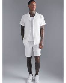 Boohoo Elastic Waist Comfort Mid Length Textured Short - Cream - S Boohoo Elastic Waist Comfort Mid Length Textured Short - Cream - S