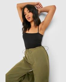Boohoo Petite Basic Strappy Square Neck Bodysuit - Black - 4