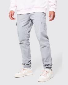 Boohoo Tall Slim Fit Cargo Trousers - Grey - S