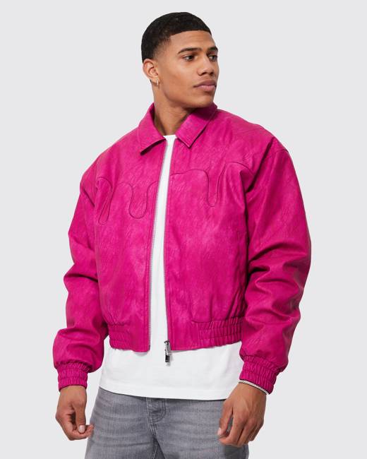 Pink jean jacket sales men