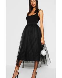 Boohoo Tall Boutique Tulle Mesh Midi Skirt - Black - 6