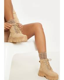 PrettyLittleThing Sand Flatform Chunky Hiker Boot Sneakers