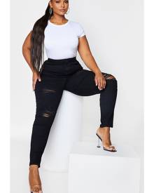 PRETTYLITTLETHING Plus Black Ripped 5 Pocket Skinny Jeans