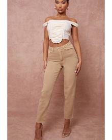 PRETTYLITTLETHING Tan Mom Jeans