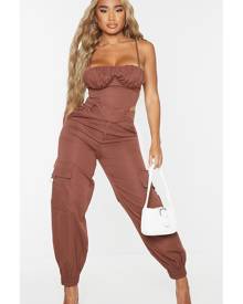 PrettyLittleThing Shape Chocolate Brown Cargo Cuffed Track Pants