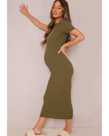 Maternity Shirred Detail Long Sleeve Midi Dress