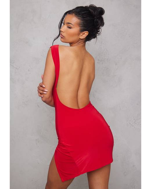 milanoo.com Birthday Red Bodycon Dress Plunging Neck Long Sleeve Cut Out Backless Women Sexy Mini Wrap Dresses