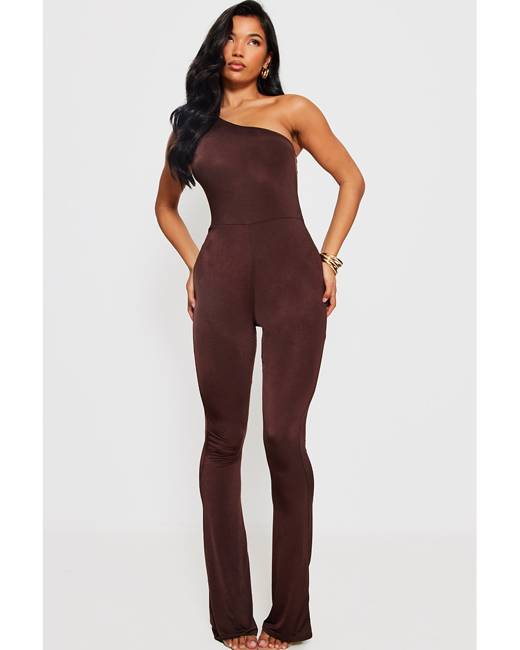 Shape Black Slinky Plunge Flared Jumpsuit