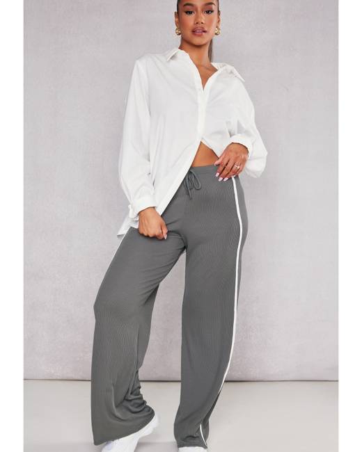 Taupe Linen Low Rise Extreme Wide Leg Pants