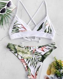 ZAFUL Tropical Leaf Criss Cross Bikini Set