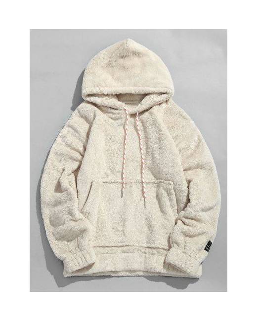 Zaful solid pouch pocket sale fluffy hoodie