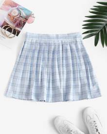 Zaful Plaid Pleated Mini Skirt