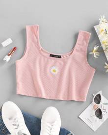 ZAFUL Printed Daisy Crop Tank Top