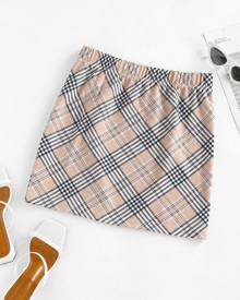 ZAFUL Plaid Elastic Waist Mini Skirt