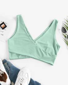 ZAFUL Crossover Plunge Crop Tank Top