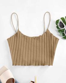 ZAFUL Rib Knit Cami Crop Tank Top