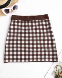 Zaful Plaid Knitted Short Skirt