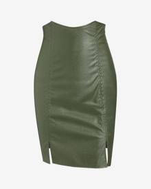 Zaful PU High Waisted Slit Bodycon Skirt