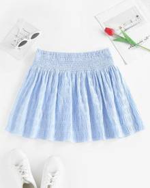 ZAFUL Plaid Smocked Waist Mini Skirt