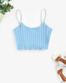 ZAFUL Rib Knit Cami Crop Tank Top