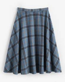 ZAFUL Plaid Tartan Wool Blend Swing Skirt