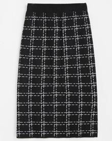 Zaful Plaid Side Slit Knitted Skirt