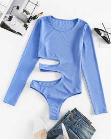 ZAFUL Long Sleeve Ribbed Cutout Bodysuit