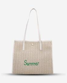 Zaful Letter Embroidery Large Capacity Straw Tote Bag
