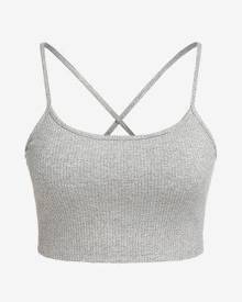 Urban Threads Petite seamless long sleeve sports crop top in charcoal