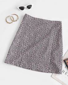 Zaful Leopard Animal Print Slit Mini Skirt