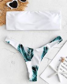 Zaful Bandeau Tropical Bikini Set