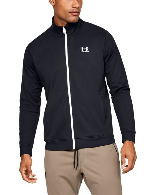 Mens Clothing Jackets Casual jackets Under Armour Synthetic Sportstyle Pique Track Jacket in Black for Men 