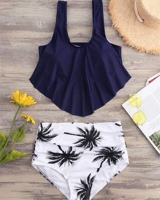 FANTASIE LA BIKINI BRIEF SIZE XL 16 18 BLUE BLACK TANKINI DRAPED BOTTOM 5585 NEW