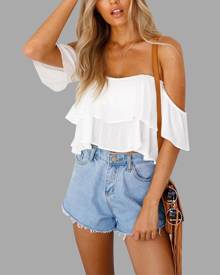 Yoins White Sexy Off Shoulder Backless Crop Top