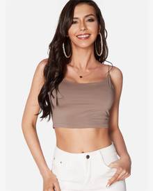 Yoins Brown Sexy Bodycon Crop Top