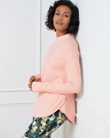 Snug Knit Curved Hem Tunic Pullover Sweater - Pearl Pink - 1X Talbots