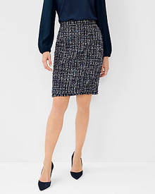 Ann Taylor Fringe Tweed Pencil Skirt