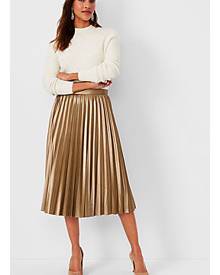 Ann Taylor Petite Shimmer Pleated Midi Skirt